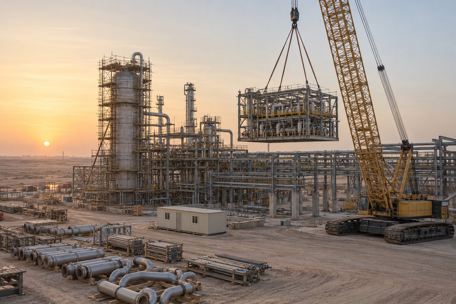 Concept illustration of a central processing facility under construction in southern Iraq