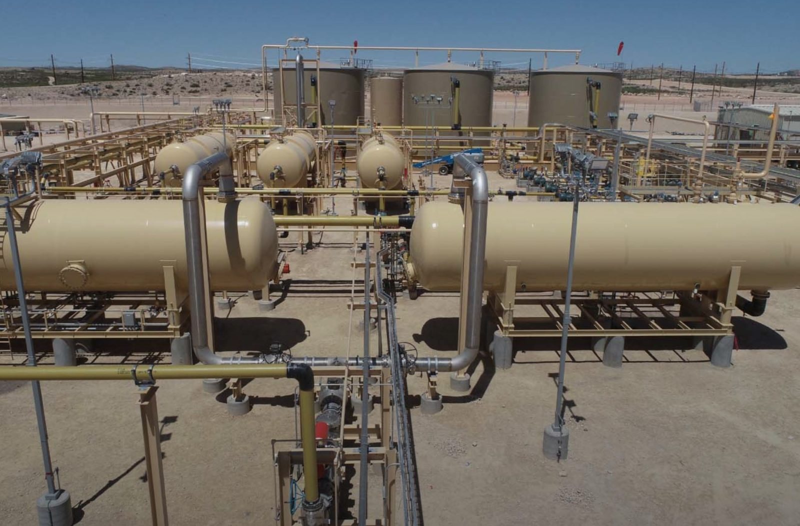 Three-phase separator train at a production facility